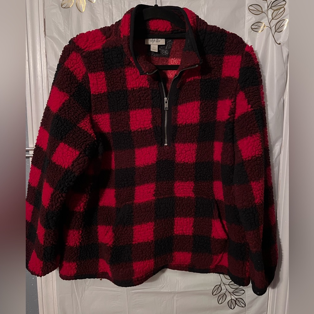 Style & CO Plaid Sherpa Pullover - Picture 1 of 3
